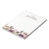 水彩ブルゴーニュフローラパーソナライズされた具 ノートパッド (回転)