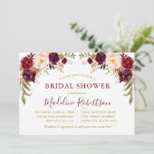 水彩ブルゴーニュフローラブライダルシャワー金ゴールド 招待状 (スタンド正面)