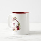 水彩ブルゴーニュフローラモノグラム ツートーンマグカップ (正面左)