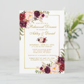 水彩ブルゴーニュフローラリハーサルディナー金ゴールドW 招待状 (スタンド正面)