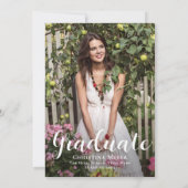 水彩ブルゴーニュフローラ卒業パーティー写真 招待状 (裏面)