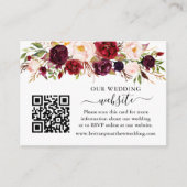 水彩ブルゴーニュフローラ結婚ズQR エンクロージャーカード (正面)