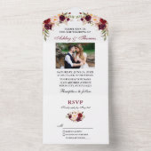 水彩ブルゴーニュフローラ結婚写真 オールインワン招待状 (内側)