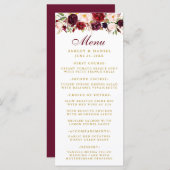 水彩ブルゴーニュフローラ結婚金ゴールドのメニュー メニュー (正面/裏面)