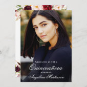 水彩ブルゴーニュフローラ金ゴールドキンセアニェラ写真 招待状 (正面/裏面)