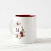 水彩ブルゴーニュフローラ金ゴールドサークルモノグラム ツートーンマグカップ (正面左)