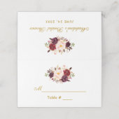 水彩ブルゴーニュフローラ金ゴールドブライダルシャワー プレイスカード (外部開封)