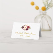 水彩ブルゴーニュフローラ金ゴールドブライダルシャワー プレイスカード (裏面)