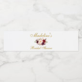 水彩ブルゴーニュフローラ金ゴールドブライダルシャワー ペットボトルラベル (シングルラベル)