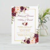 水彩ブルゴーニュフローラ金ゴールドリハーサルディナー 招待状 (スタンド正面)