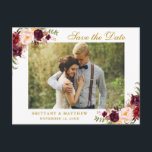 水彩ブルゴーニュフローラ金ゴールド保存日 案内ポストカード<br><div class="desc">水彩フローラブルガンディマルサラ金ゴールド保存日付婚約はがき</div>