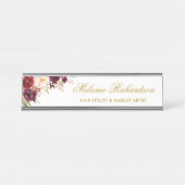 水彩ブルゴーニュフローラ金ゴールド名プレート デスクネームプレート (正面)