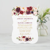 水彩ブルゴーニュフローラ金ゴールド結婚のブラケット 招待状 (スタンド正面)