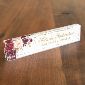 水彩ブルゴーニュフローラ金ゴールド デスクネームプレート (側面)