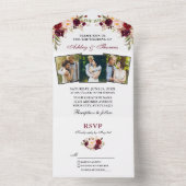 水彩ブルゴーニュフローラ3写真結婚ズ オールインワン招待状 (内側)