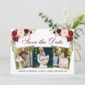 水彩ブルゴーニュフローラ3枚 セーブザデート (スタンド正面)