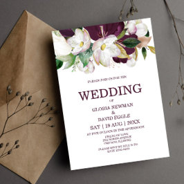 水彩ブルゴーニュフローラQRコード結婚ズ 招待状