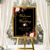 水彩ブルゴーニュブラック金ゴールド結婚ズへようこそ ポスター