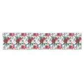 水彩ブルゴーニュ冬の花クリスマス ショートテーブルランナー (横)
