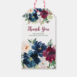 水彩ブルゴーニュ海軍の花ありがとう ギフトタグ