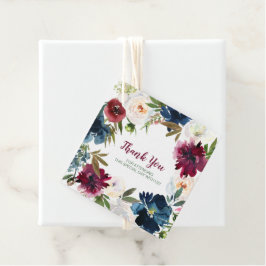 水彩ブルゴーニュ海軍の花ありがとう フェイバータグ