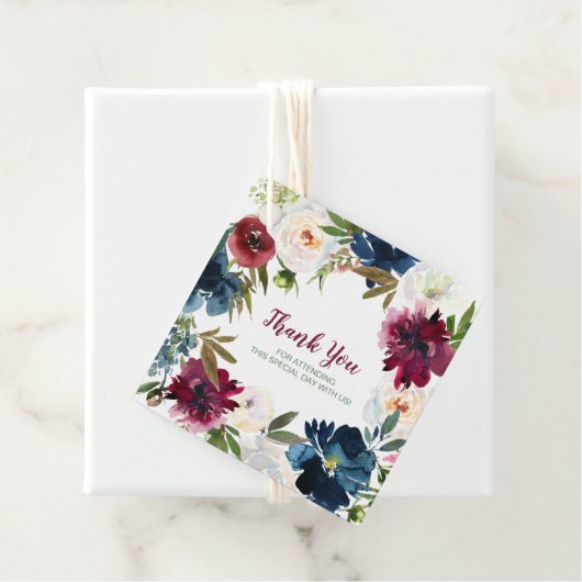 水彩ブルゴーニュ海軍の花ありがとう フェイバータグ (インサイチュ)