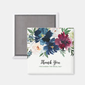 水彩ブルゴーニュ海軍の花ありがとう マグネット (正面/裏面)