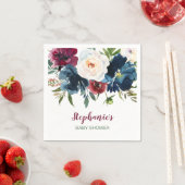 水彩ブルゴーニュ海軍の花ベビーシャワー スタンダードカクテルナプキン (インサイチュ)