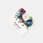 水彩ブルゴーニュ海軍の花ベビーシャワー スタンダードカクテルナプキン (角)