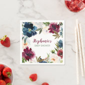 水彩ブルゴーニュ海軍の花ベビーシャワー スタンダードカクテルナプキン (インサイチュ)