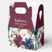 水彩ブルゴーニュ海軍の花ベビーシャワー フェイバーボックス (オープン)