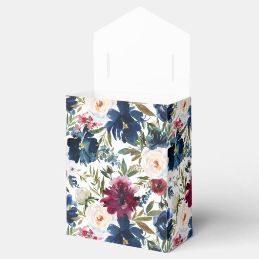 水彩ブルゴーニュ海軍の花ベビーシャワー フェイバーボックス (オープン)