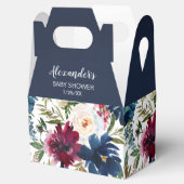 水彩ブルゴーニュ海軍の花ベビーシャワー フェイバーボックス (オープン)