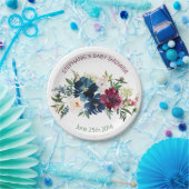 水彩ブルゴーニュ海軍の花ベビーシャワー ペーパープレート (パーティー)