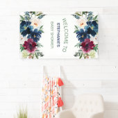 水彩ブルゴーニュ海軍の花ベビーシャワー 横断幕 (インサイチュ)