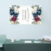 水彩ブルゴーニュ海軍の花ベビーシャワー 横断幕 (トレードショー)