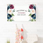 水彩ブルゴーニュ海軍の花ベビーシャワー 横断幕 (インサイチュ)