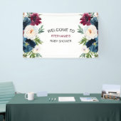 水彩ブルゴーニュ海軍の花ベビーシャワー 横断幕 (トレードショー)