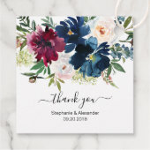 水彩ブルゴーニュ海軍の花結婚の感謝 フェイバータグ (裏面)