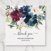 水彩ブルゴーニュ海軍の花結婚の感謝 フェイバータグ (正面)