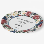 水彩ブルゴーニュ海軍バラ ペーパープレート (アングル)