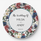 水彩ブルゴーニュ海軍バラ ペーパープレート (正面)