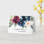 水彩ブルゴーニュ海軍フラワー祝賀 カード (黄色い花)