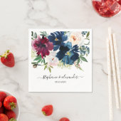 水彩ブルゴーニュ海軍結婚花 スタンダードカクテルナプキン (インサイチュ)