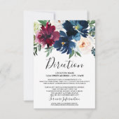 水彩ブルゴーニュ海軍結婚花 招待状 (正面)