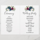 水彩ブルゴーニュ海軍花結婚式 プログラム (裏面)