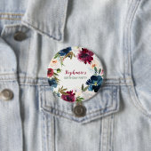 水彩ブルゴーニュ海軍花誕生日 缶バッジ (インサイチュ)