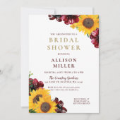 水彩ブルゴーニュ素朴ブライダルシャワー 招待状 (正面)