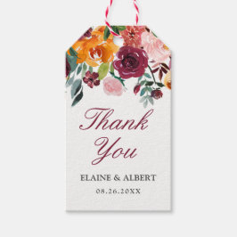 水彩ブルゴーニュ結婚ピンク ギフトタグ