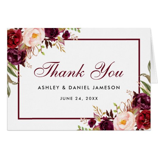 水彩ブルゴーニュ結婚フローラの感謝していBノート (正面横)